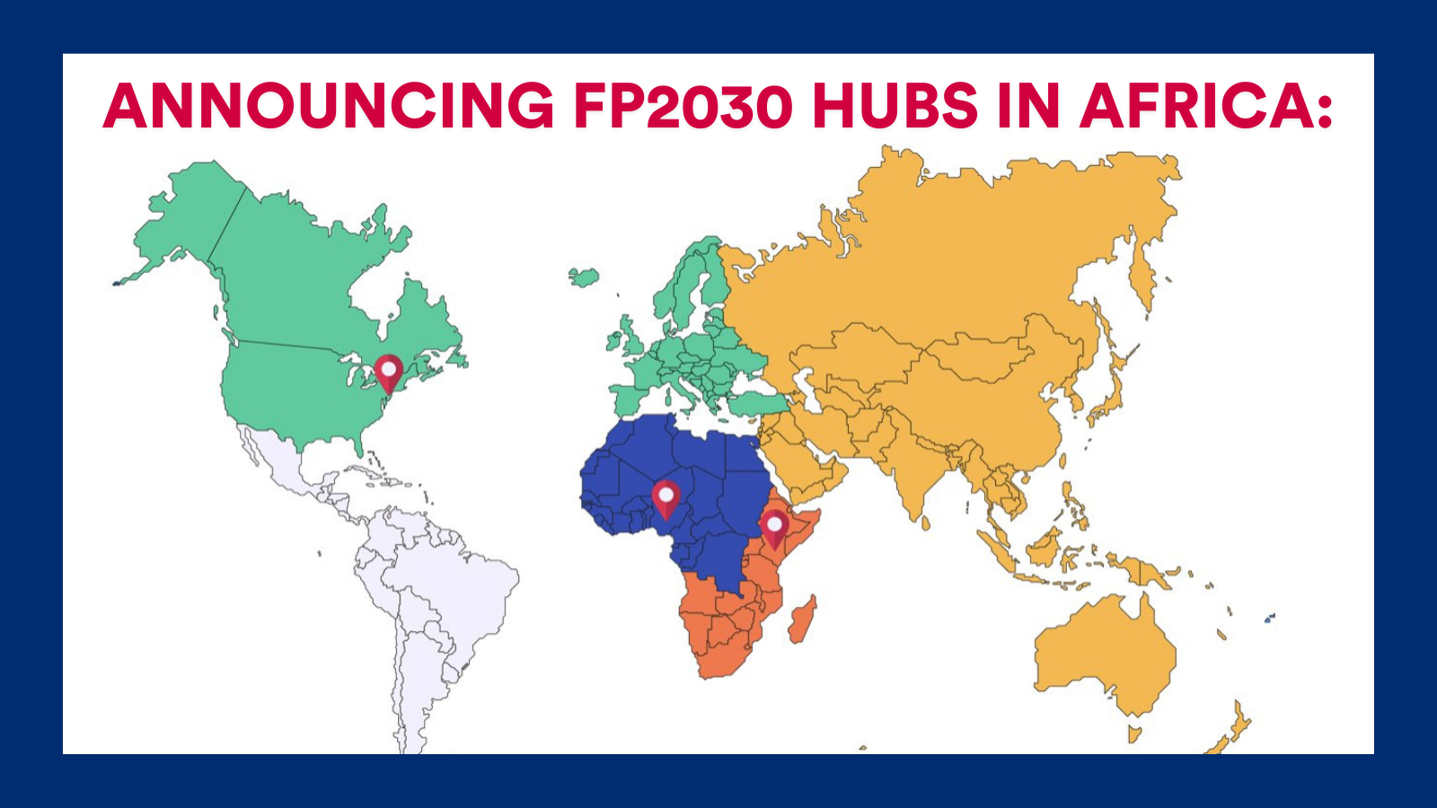 Map showing FP2030's new regional hub locations