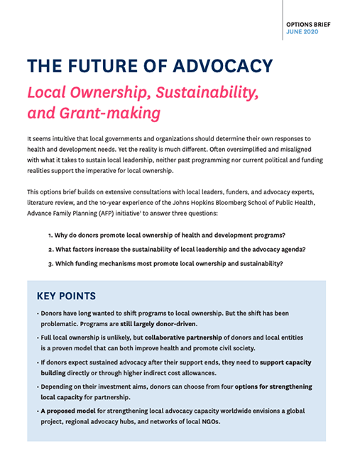 The Future of Advocacy: Local Ownership, Sustainability, and Grant-making
