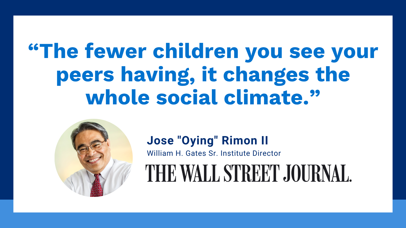 WHGI Director Jose “Oying” Rimon II Quoted on Falling Birthrates in New Wall Street Journal Article
