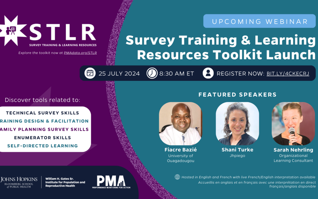 Próximo seminario web: PMA&#039;s Survey Training &amp; Learning Resources Toolkit Launch (Lanzamiento del conjunto de herramientas de formación y recursos de aprendizaje para encuestas de la PMA)
